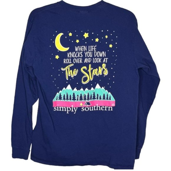 Simply Southern “Look at the Stars” 100% Cotton LS Tee - Dark Blue - M - Picture 4 of 8